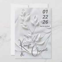 Faire-part de mariage moderne blanc et beige – Bot