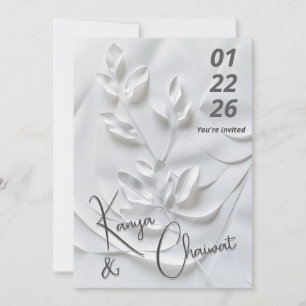 Faire-part de mariage moderne blanc et beige – Bot
