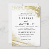 Faire-part de mariage moderne blanc et or (Devant)
