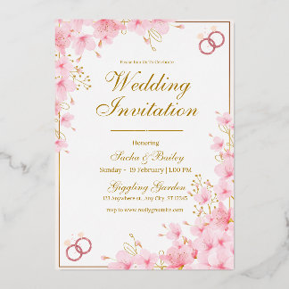 Faire-part de mariage moderne blanc et rose