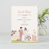 Faire-part de mariage moderne blanche (Debout devant)