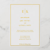 Faire-part de mariage moderne blanche et dorée (Recto)