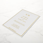 Faire-part de mariage moderne blanche et dorée (Rotation)