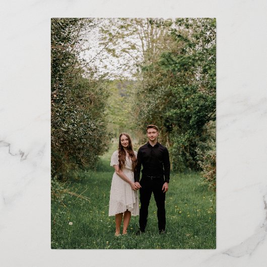 Faire-part de mariage moderne blanche et dorée (Verso)