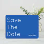 Faire-part de mariage moderne bleu cobalt - (Debout devant)