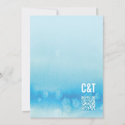 FAIRE-PART DE MARIAGE MODERNE : bleu d'eau sombre (Dos)