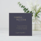 Faire-part de mariage moderne bleu foncé violet (Debout devant)