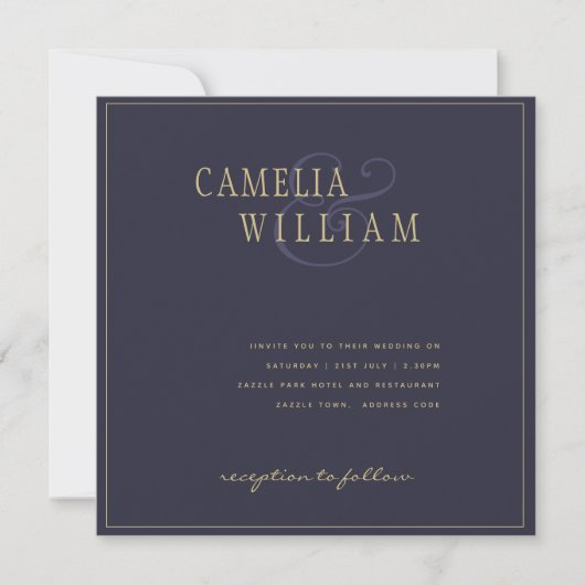 Faire-part de mariage moderne bleu foncé violet (Devant)