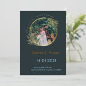 Faire-part de mariage moderne bleu marine (Debout devant)