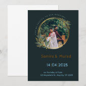 Faire-part de mariage moderne bleu marine (Devant / Derrière)