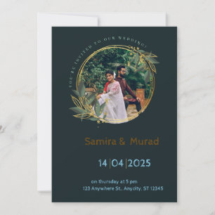 Faire-part de mariage moderne bleu marine
