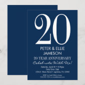 Faire-part de mariage moderne bleu marine blanc (Devant / Derrière)