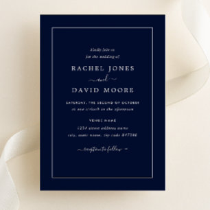 Faire-part de mariage moderne bleu marine et blanc
