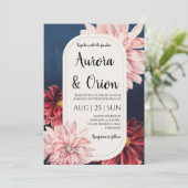 faire-part de mariage moderne bleu marine et borde (Debout devant)