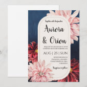 faire-part de mariage moderne bleu marine et borde (Devant / Derrière)