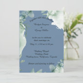 faire-part de mariage moderne bleu poussiéreux per (Debout devant)