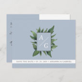 Faire-Part de Mariage Moderne Bleu Poussiéreux Sav (Devant / Derrière)