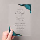 Faire-part de mariage moderne bleu sarcelle or coi (In situ (ordinateur de poche))