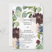 faire-part de mariage moderne bleu violet vert flo (Devant)