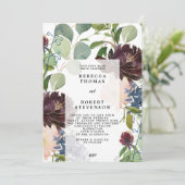 faire-part de mariage moderne bleu violet vert flo (Debout devant)