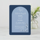 Faire-part de mariage moderne Blue Hues Arch (Debout devant)