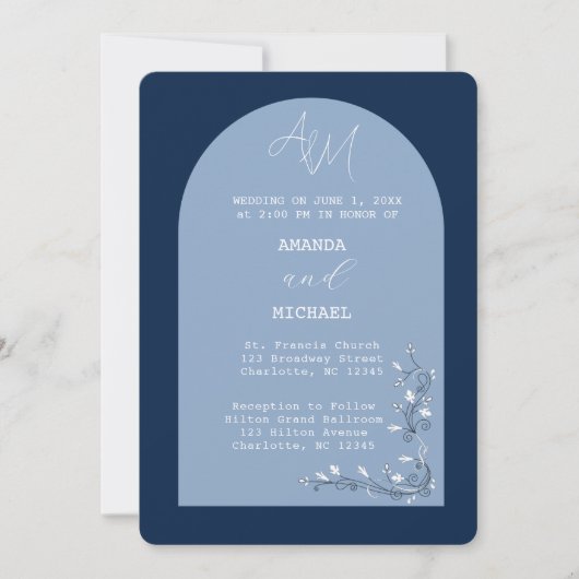 Faire-part de mariage moderne Blue Hues Arch (Devant)