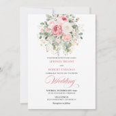 Faire-part de mariage moderne blush verdure or (Devant)
