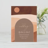 Faire-Part de Mariage Moderne Bohème Mocha Mousse (Debout devant)