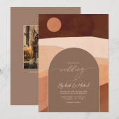 Faire-Part de Mariage Moderne Bohème Mocha Mousse (Devant / Derrière)