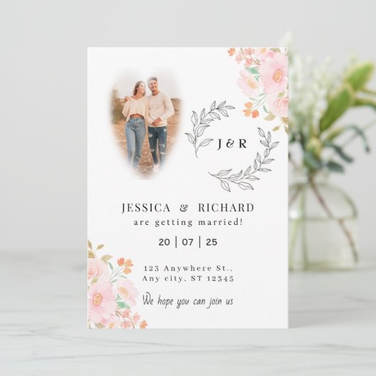 Faire-part de mariage moderne Boho Chic (Debout devant)