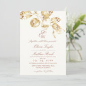 Faire-part de mariage moderne Boho ivoire et or (Debout devant)