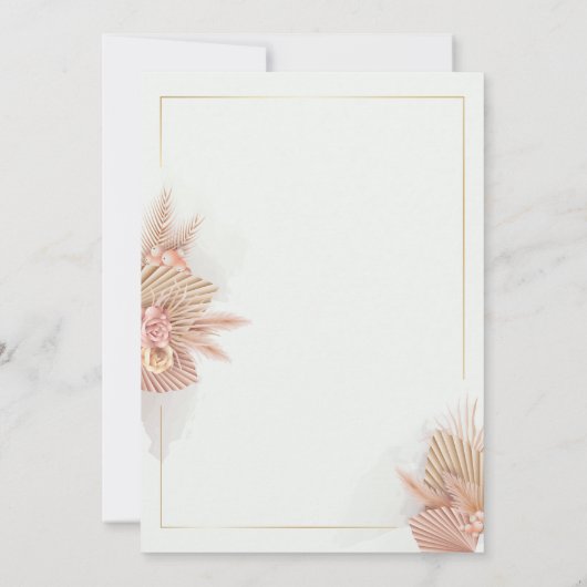 Faire-part de mariage moderne Boho Pampas Gris (Dos)