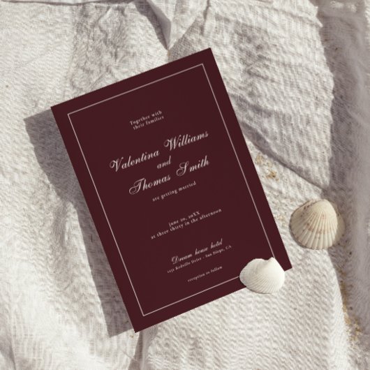 Faire-part de mariage moderne bordeaux