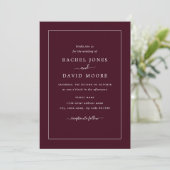 Faire-part de mariage moderne bordeaux et blanc (Debout devant)