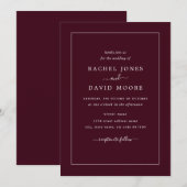 Faire-part de mariage moderne bordeaux et blanc (Devant / Derrière)