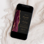 Faire-part de mariage moderne bordeaux or agate fo