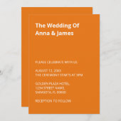 Faire-part de mariage moderne Bright Orange (Devant / Derrière)