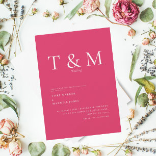 Faire-part de Mariage Moderne Cerise Monogramme Sa
