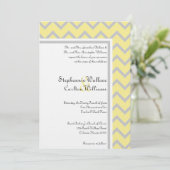 Faire-part de mariage moderne Chevron jaune/gris (Debout devant)