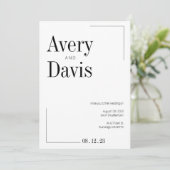 Faire-part de mariage moderne chic noir et blanc (Debout devant)