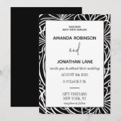 Faire-part de mariage moderne classique noir et bl (Devant / Derrière)