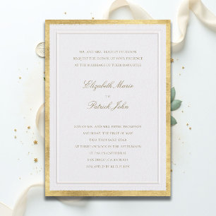 Faire-Part de Mariage Moderne Classique Or Faux Pe