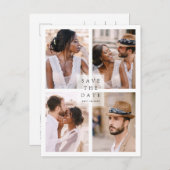 Faire-Part de Mariage Moderne Collage 4 Photos (Devant / Derrière)