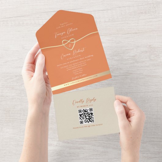 Faire-part de mariage moderne coloré QR Code (Déchirure)