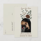 Faire-part de mariage moderne crème moka blanc flo (Devant / Derrière)