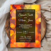 Faire-part de mariage moderne de Bokeh Jaune et Or