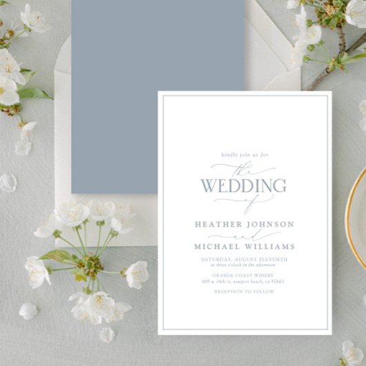 Faire-part de mariage moderne de calligraphie bleu