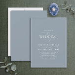 Faire-part de mariage moderne de calligraphie bleu<br><div class="desc">Branché, élégant et moderne, ce design mariage simple et minimaliste de typographie bleu et blanc poussiéreux présente "Le Mariage de" dans la calligraphie moderne et le texte Serif comme principale caractéristique de design, et est basé sur notre invitation de douche nuptiale à succès. L'arrière de la carte présente une texture...</div>