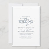 Faire-part de mariage moderne de calligraphie bleu (Devant)