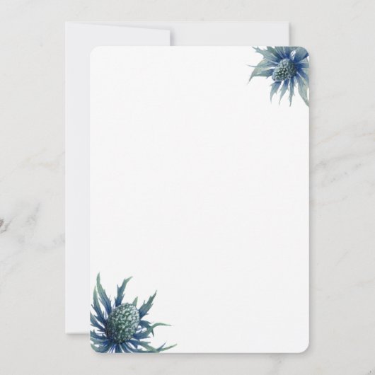 Faire-part de mariage moderne de chardon bleu (Dos)